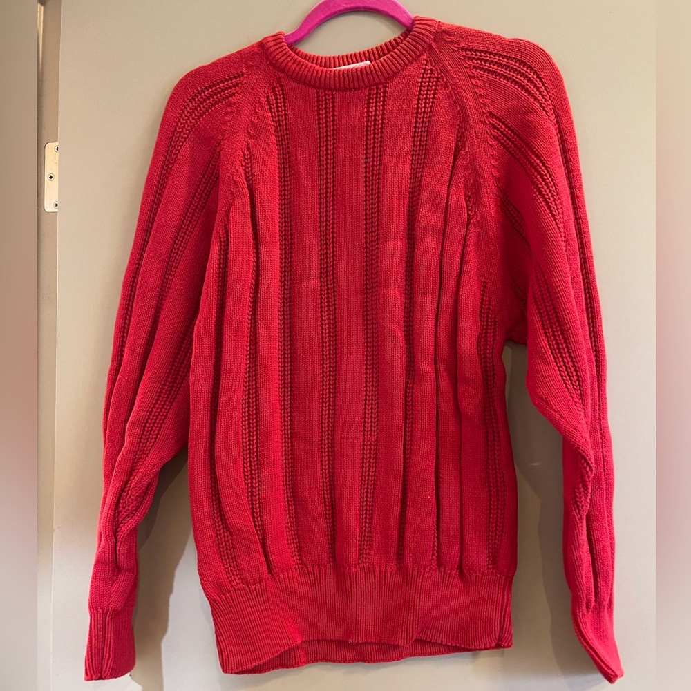 Claiborne Red Crew Neck Sweater with Ribbed Knit
